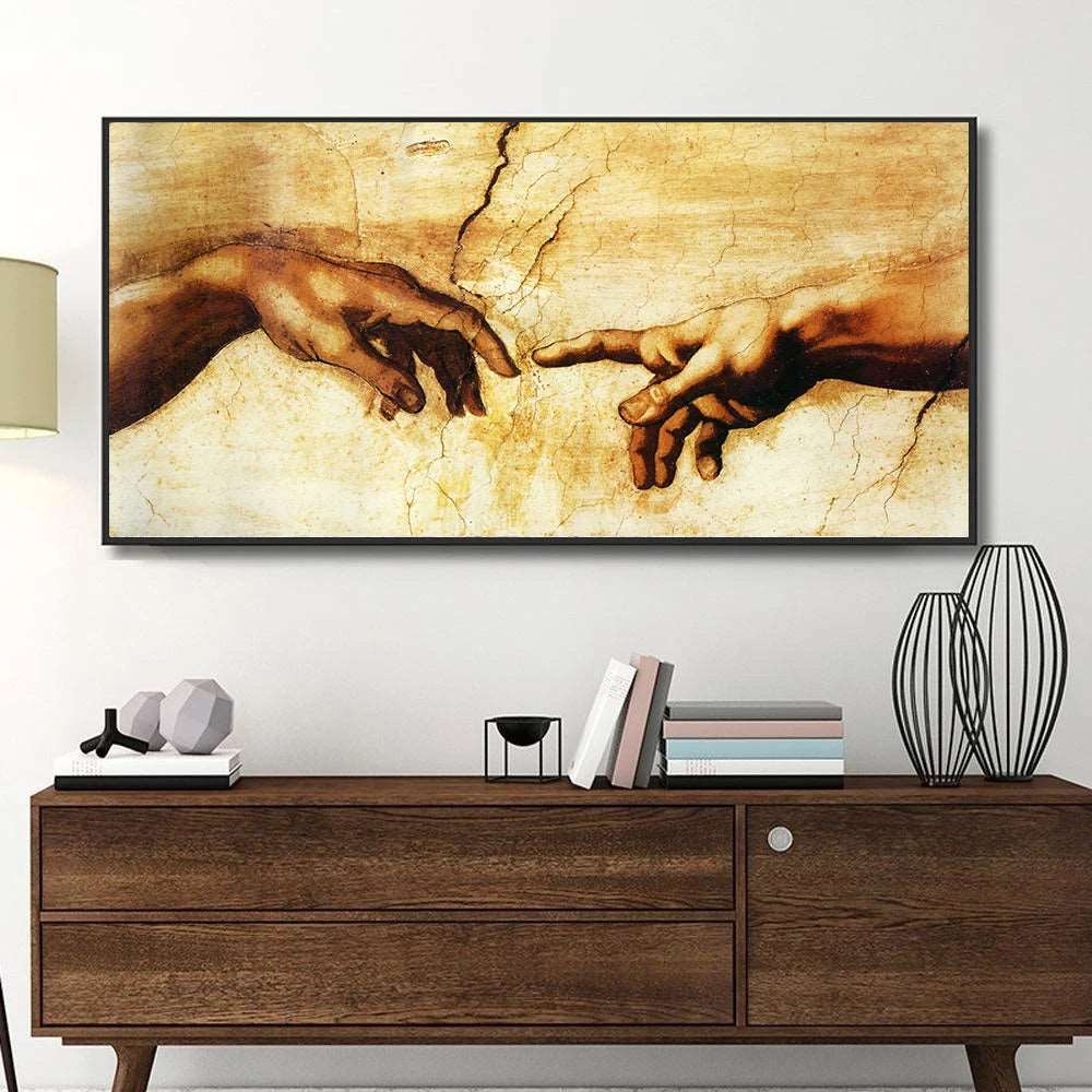 Hands of "The Creation of Adam" on Canvas