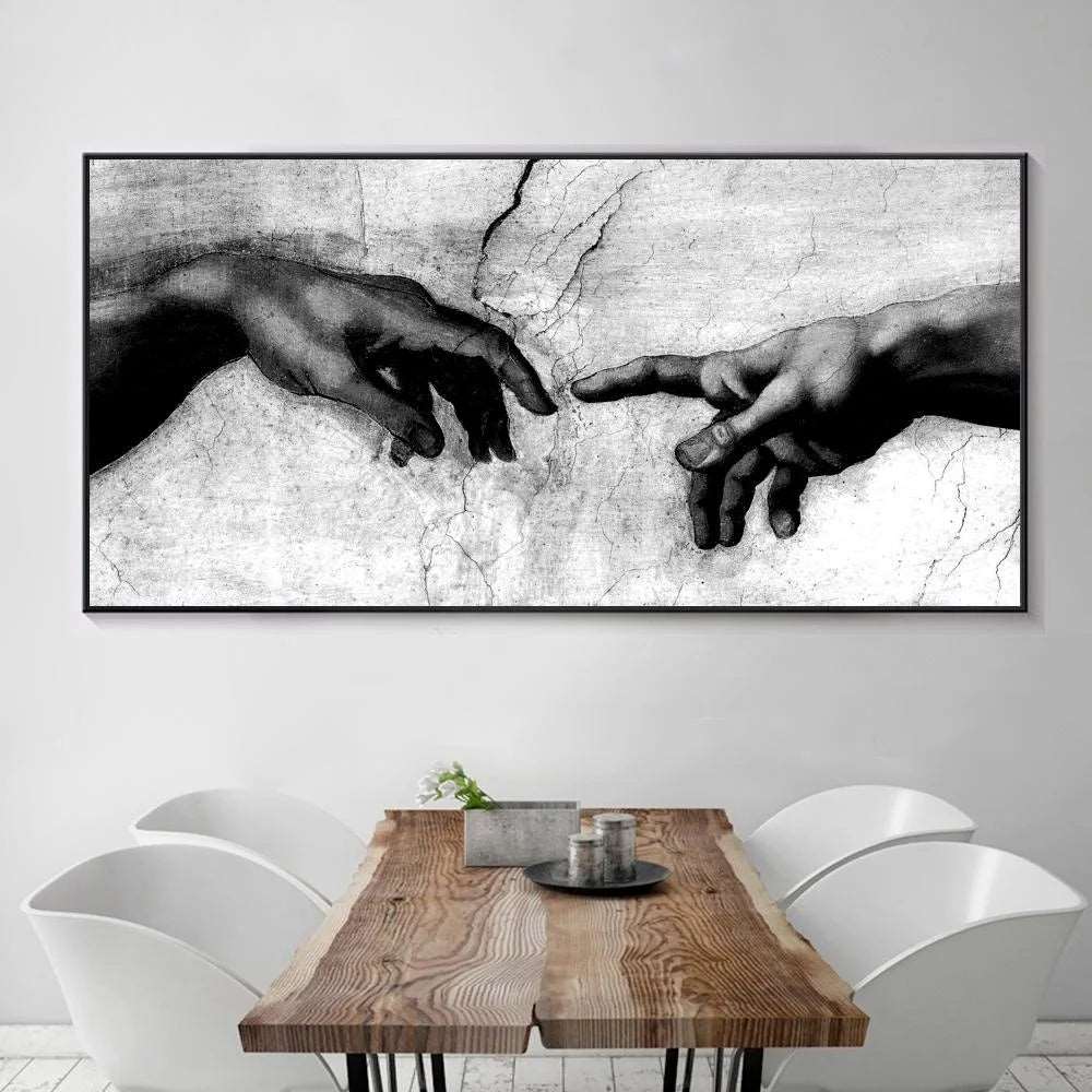 Hands of "The Creation of Adam" on Canvas