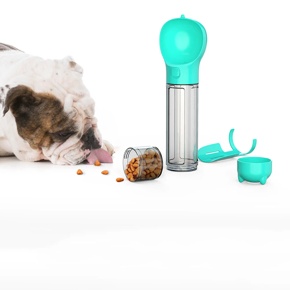 Botella de agua portátil para perros y comedero de comida 
