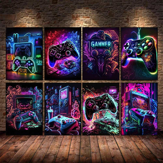Neon Gamer Canvas Paintings