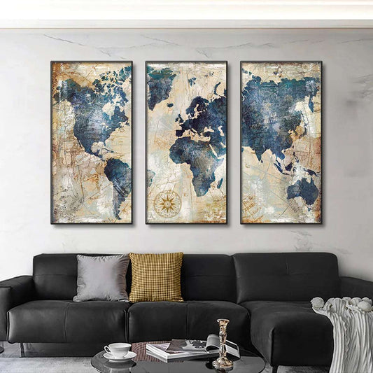 Abstract Wall Art Canvas Prints World Map Paintings